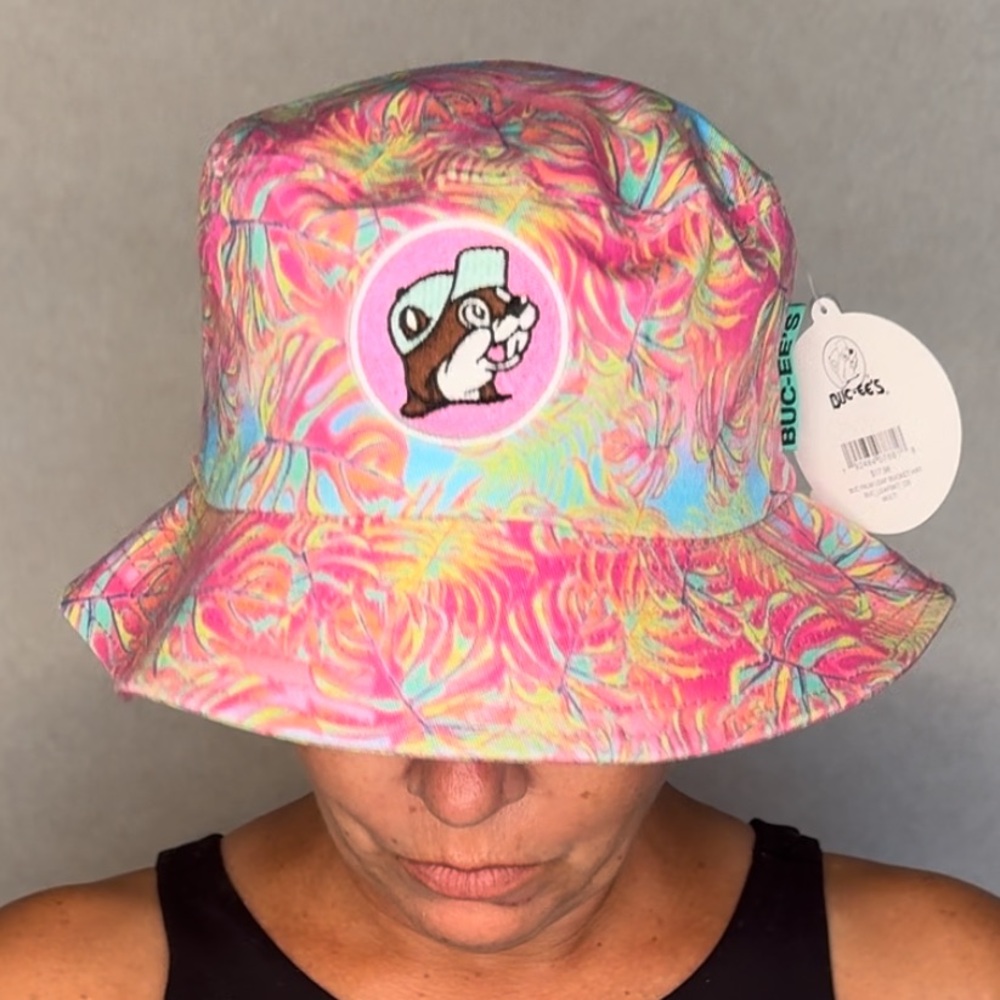 BUC-EES bucket hat pink swirl print